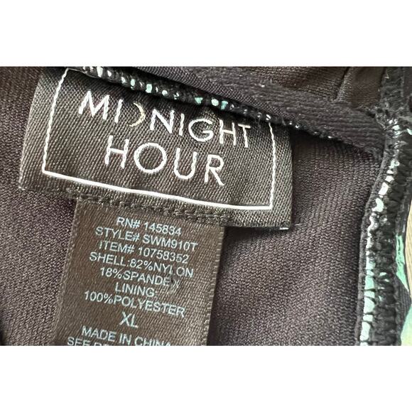 Black Green Tropical Midnight Hour Bikini Top with Skulls Size XL - Picture 5 of 5